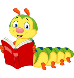 Caterpillar reading book Royalty Free Vector Image