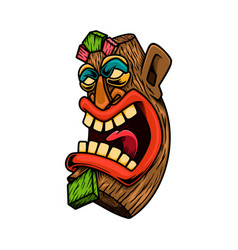 Tiki Tribal Wooden Mask Design Element For Logo Vector Image