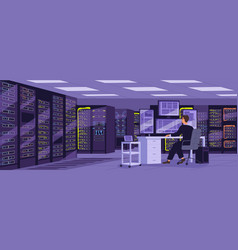 Interior server room isometric view Royalty Free Vector