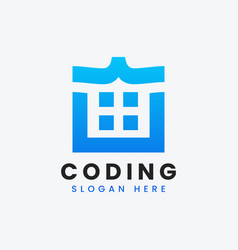 Modern computer programming coding logo design Vector Image