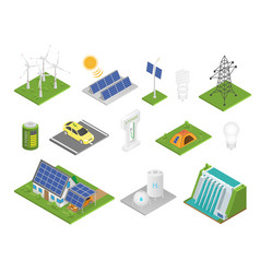 Electric power isometric icons energy generator Vector Image