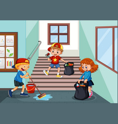 Dirty school hallway background Royalty Free Vector Image