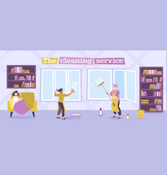 Banner janitors team cleaning service men Vector Image