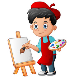 Cartoon kids painting rainb Royalty Free Vector Image