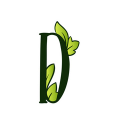D letter logo with monogram leaf concept in black Vector Image