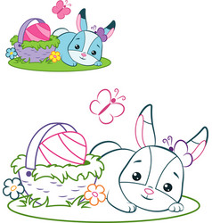 Rabbit and easter egg coloring page Royalty Free Vector