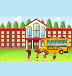 Back to school theme with kids going to school Vector Image