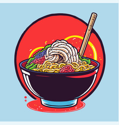 Japanese ramen noodles bowl cartoon for mascot Vector Image