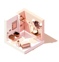 Isometric low poly hospital rooms Royalty Free Vector Image