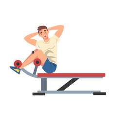 Woman training on abdominal crunch bench Vector Image