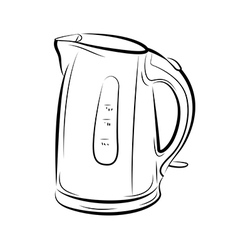 Cute line art electric kettle cartoon Royalty Free Vector