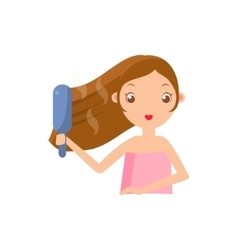 Girl Drying Her Hair Royalty Free Vector Image