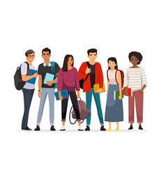 College students in university clothing Royalty Free Vector