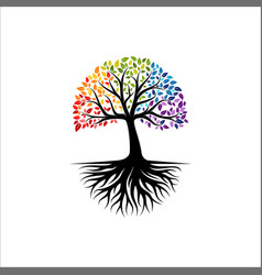 Vibrant tree logo design root Royalty Free Vector Image