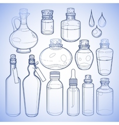 Graphic collection of glass bottles Royalty Free Vector