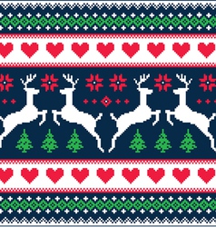 Nordic seamless pattern deer and christmas tree Vector Image