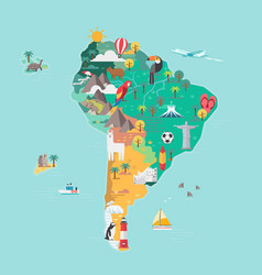 Latin america map tourist and travel landmarks Vector Image