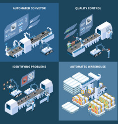 Smart manufacturing isometric icons concept Vector Image