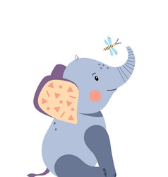 Cute elephant makes yoga Royalty Free Vector Image