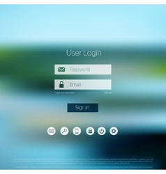 Login form page with blurred background web site Vector Image