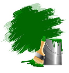 Bucket of paint and brush Royalty Free Vector Image