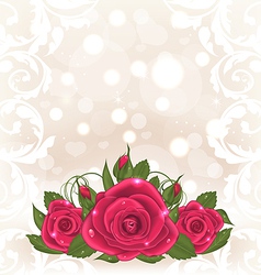 Elegant card with red rose for Valentine Day Vector Image