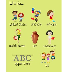 Many words begin with letter u Royalty Free Vector Image
