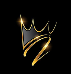 Gold monogram crown logo initial letter e Vector Image