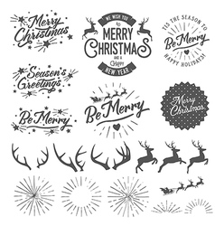 Vintage Christmas greeting card with reindeer Vector Image