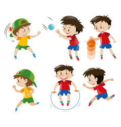 Flashcard with boy throwing ball Royalty Free Vector Image