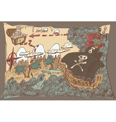 Vintage monochrome old pirate treasure map Vector Image