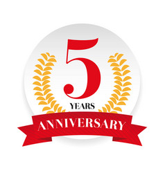 Golden emblem of fifth anniversary Royalty Free Vector Image