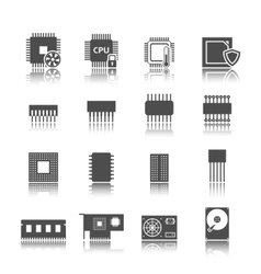 Black electronic component icons electric circuit Vector Image
