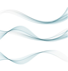 Abstract blue wave set on transparent background Vector Image