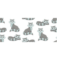 Seamless pattern with cute funny raccoons Vector Image