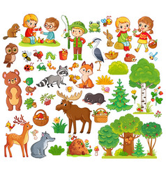 Set with forest animals Royalty Free Vector Image
