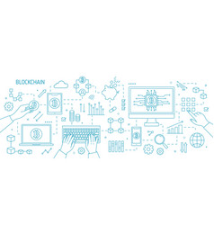 Horizontal colorful banner with computer display Vector Image