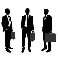 7 silhouettes for businessman with bag Royalty Free Vector