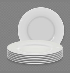 Realistic stack clean plate white mockup Vector Image