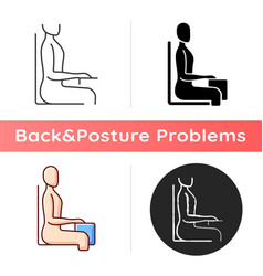 Correct spine sitting posture at computer health Vector Image