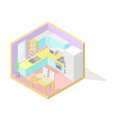 Isometric low poly cutaway interior Royalty Free Vector