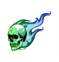 Skull on fire with flames Royalty Free Vector Image