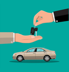 Mans hand holding car keys ready for rental car Vector Image