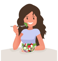 Cute girl eating an apple cartoon Royalty Free Vector Image