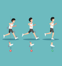 Best and worst positions for running body posture vector image