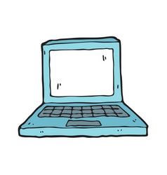 Digitally Drawn Laptop Design Hand Drawing Style Vector Image