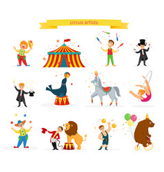 Big set of cartoon colorful circus artists Vector Image