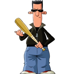 Man with a baseball bat thug - ghetto warrior Vector Image