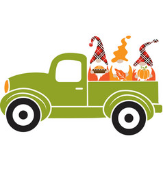 Cute trucks with giant fresh vegetables colorful Vector Image