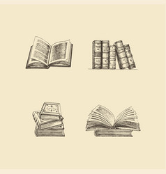 Books engraving vintage open book engrave sketch Vector Image